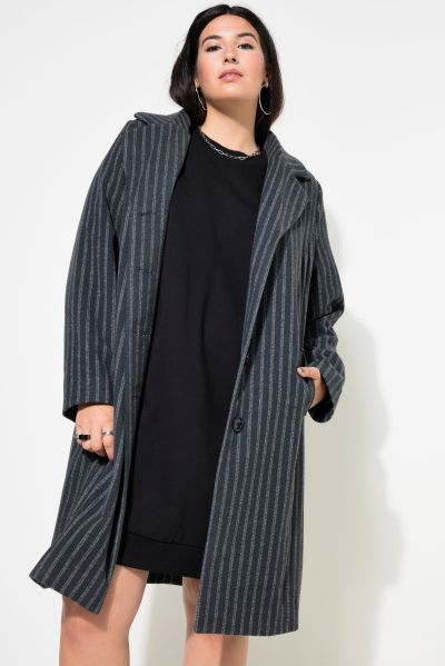 Striped Lapel Collar Coat