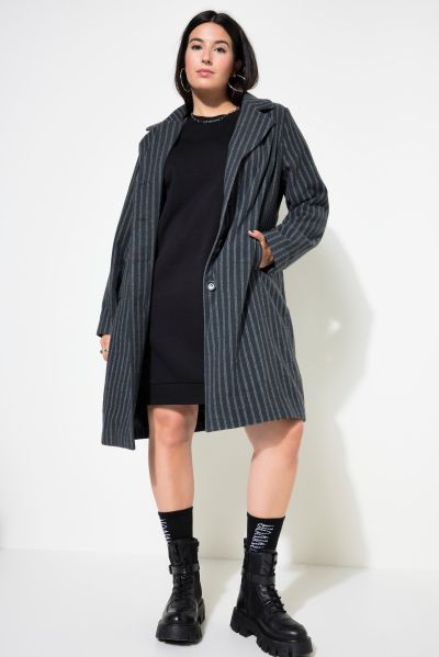 Striped Lapel Collar Coat