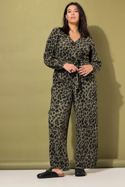 Leopard Print Long Sleeve Jumpsuit