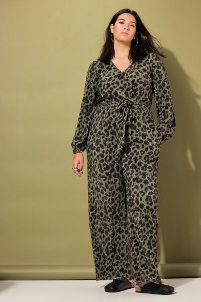 Leopard Print Long Sleeve Jumpsuit