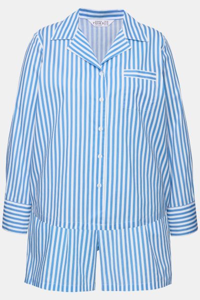 Striped Two-Piece Lapel Collar Pajama Set