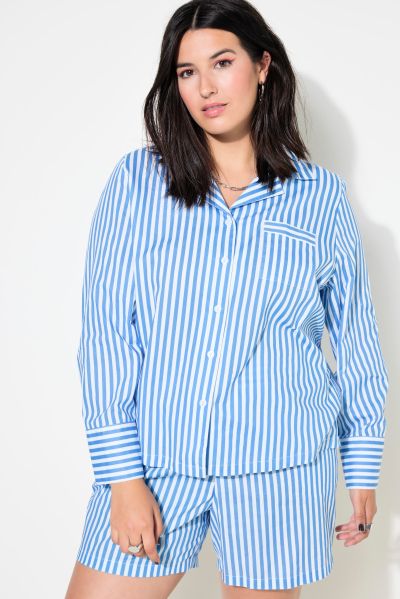 Striped Two-Piece Lapel Collar Pajama Set