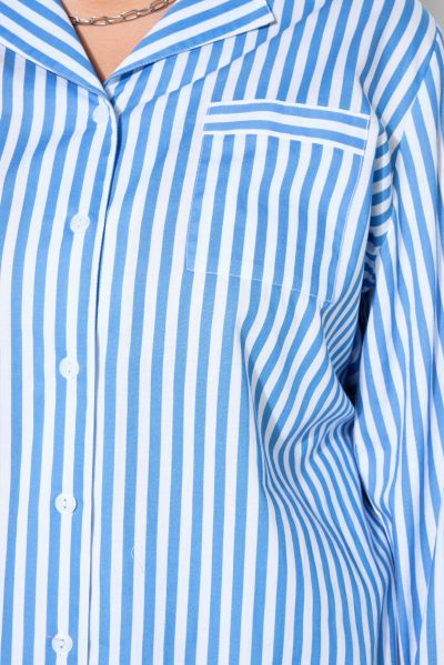 Striped Two-Piece Lapel Collar Pajama Set