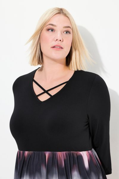 Matte Jersey Criss Cross Neckline Empire Dress