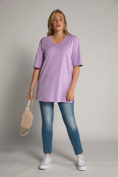 Relaxed Basic V-Neck Short Sleeve Cotton Tee