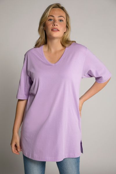 Relaxed Basic V-Neck Short Sleeve Cotton Tee