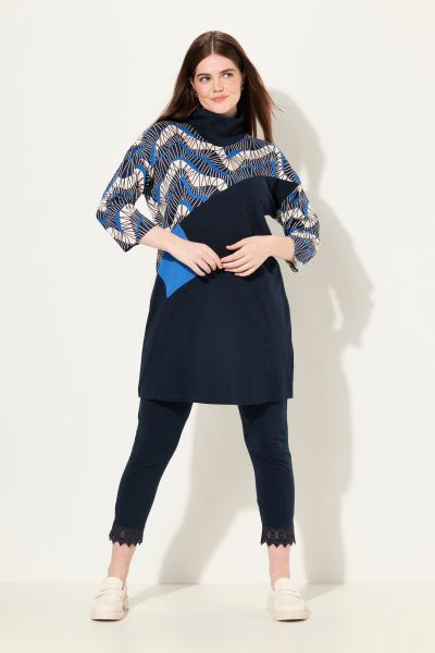 Eco Cotton Mixed Print 3/4 Sleeve Tunic Dress