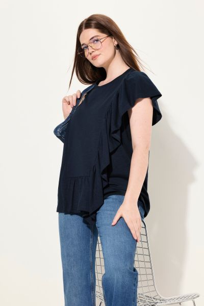 Eco Cotton Asymmetric Flounce Tee