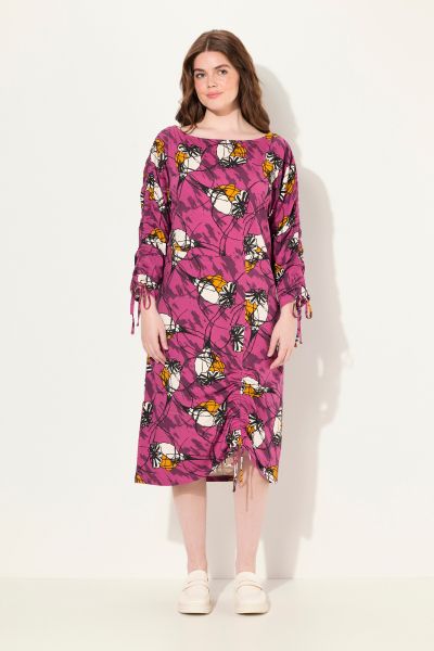 Eco Cotton Abstract Long Sleeve Floral Dress