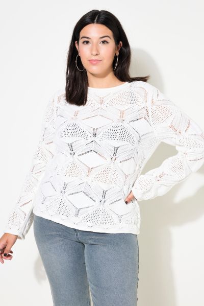 Geometric Openwork Knit Sweater