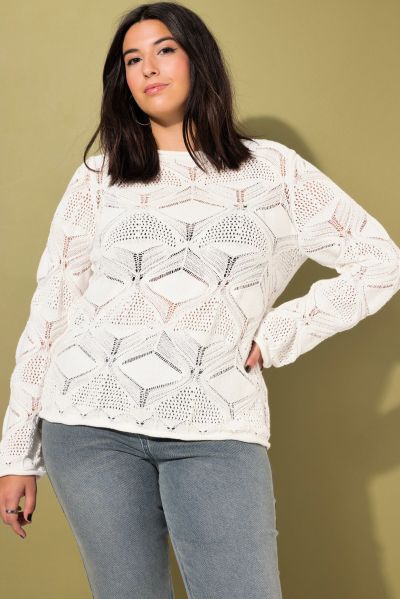 Geometric Openwork Knit Sweater