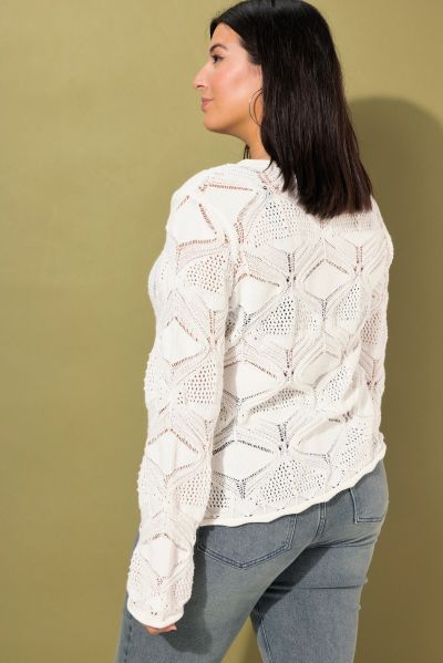 Geometric Openwork Knit Sweater