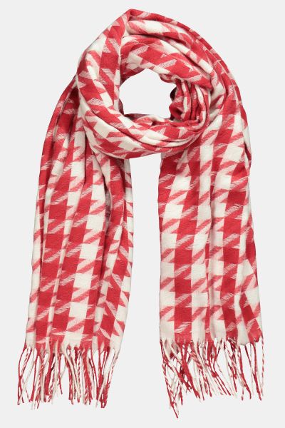 Houndstooth Fringed Hem Scarf