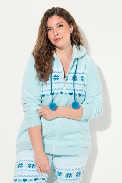 Plush Alpine Striped Motif Loungewear Hoodie