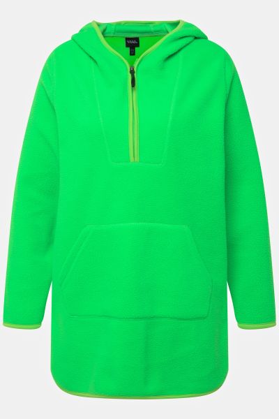 Teddy Fleece Hooded Zip Neck Sweatshirt