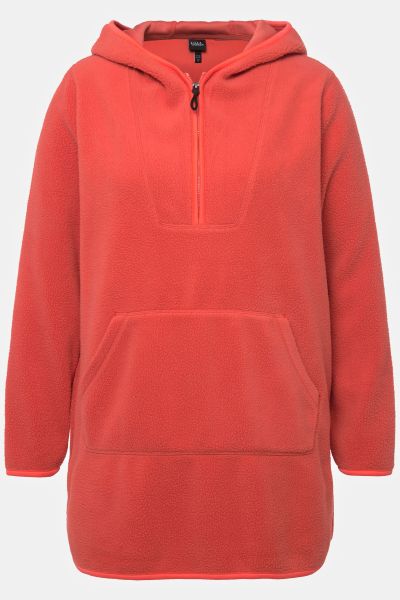 Teddy Fleece Hooded Zip Neck Sweatshirt