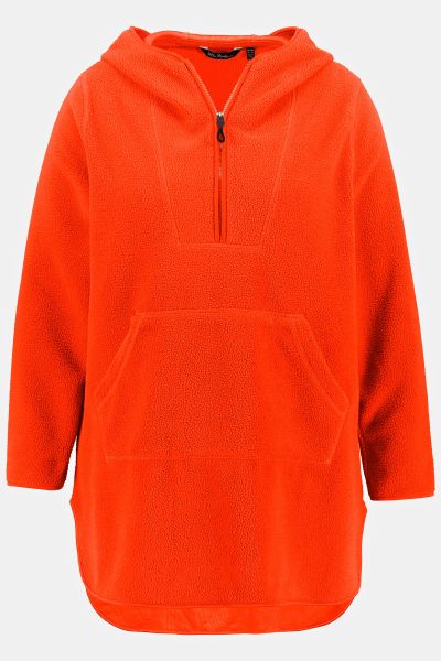 Teddy Fleece Hooded Zip Neck Sweatshirt