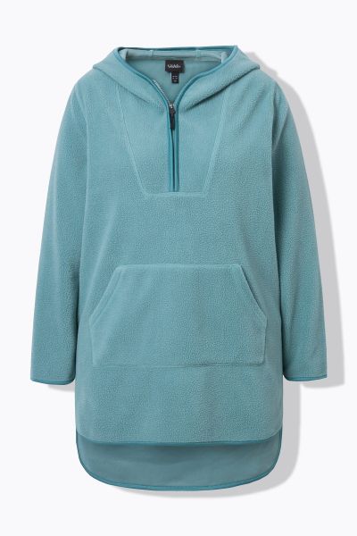 Teddy Fleece Hooded Zip Neck Sweatshirt