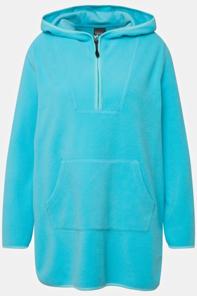 Teddy Fleece Hooded Zip Neck Sweatshirt