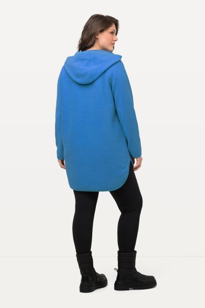 Teddy Fleece Hooded Zip Neck Sweatshirt