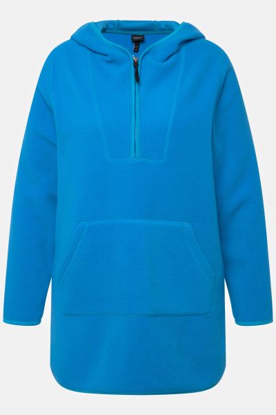 Teddy Fleece Hooded Zip Neck Sweatshirt