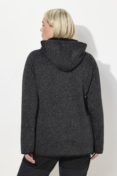 Sweater Knit Fleece Hooded Zip Front Sweatshirt