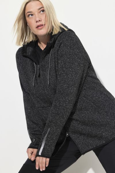 Sweater Knit Fleece Hooded Zip Front Sweatshirt