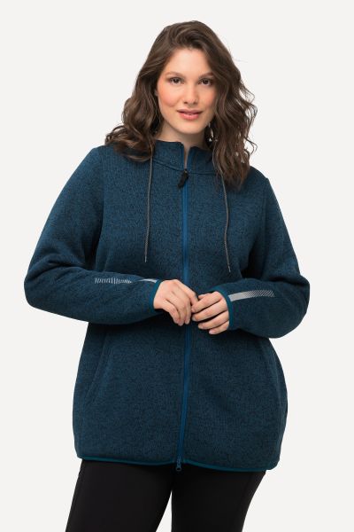 Sweater Knit Fleece Hooded Zip Front Sweatshirt