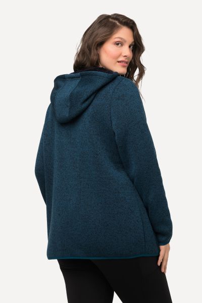 Sweater Knit Fleece Hooded Zip Front Sweatshirt