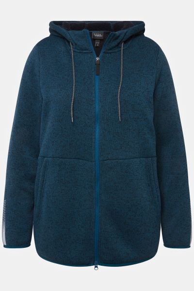 Sweater Knit Fleece Hooded Zip Front Sweatshirt