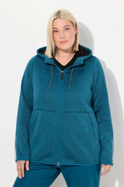 Sweater Knit Fleece Hooded Zip Front Sweatshirt