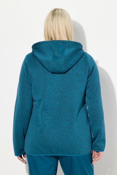 Sweater Knit Fleece Hooded Zip Front Sweatshirt