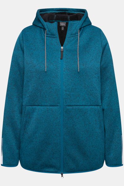 Sweater Knit Fleece Hooded Zip Front Sweatshirt