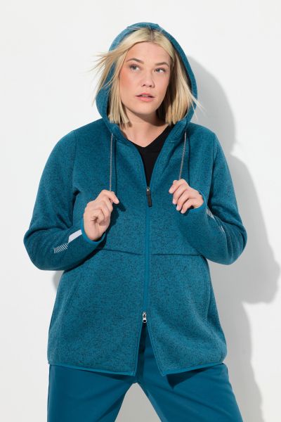 Sweater Knit Fleece Hooded Zip Front Sweatshirt