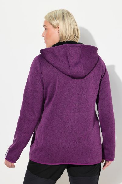 Sweater Knit Fleece Hooded Zip Front Sweatshirt