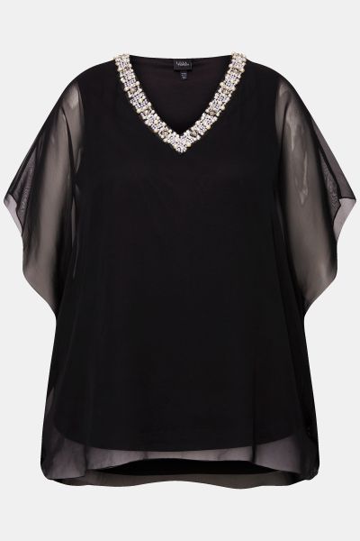 Layered Chiffon V-Neck Blouse