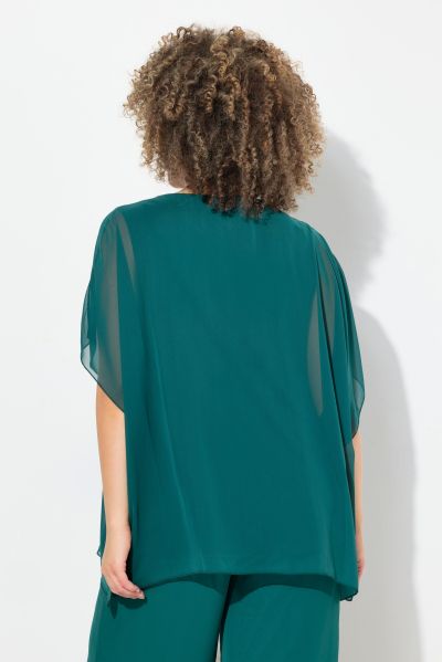 Layered Chiffon V-Neck Blouse