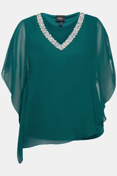 Layered Chiffon V-Neck Blouse