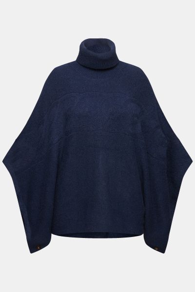 Sweater Knit Turtleneck Poncho