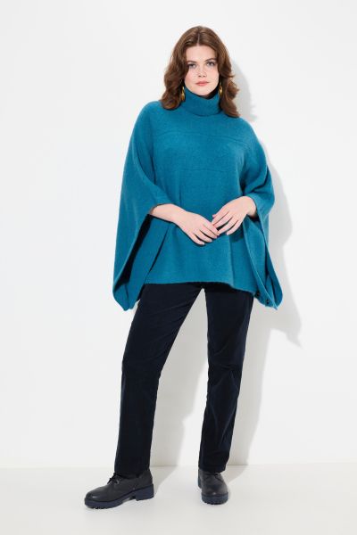 Sweater Knit Turtleneck Poncho