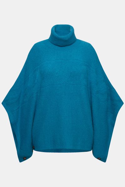 Sweater Knit Turtleneck Poncho