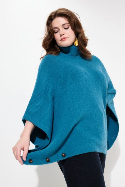 Sweater Knit Turtleneck Poncho