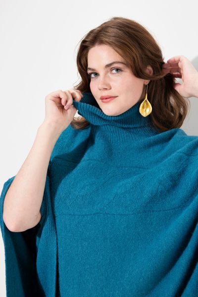 Sweater Knit Turtleneck Poncho