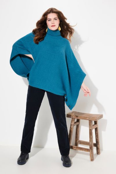 Sweater Knit Turtleneck Poncho