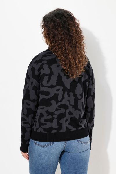 Letter Graphic Long Sleeve Turtleneck Sweater