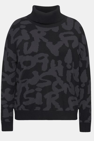 Letter Graphic Long Sleeve Turtleneck Sweater