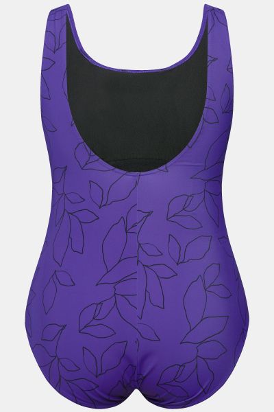 Leaf Print One Piece Swimsuit