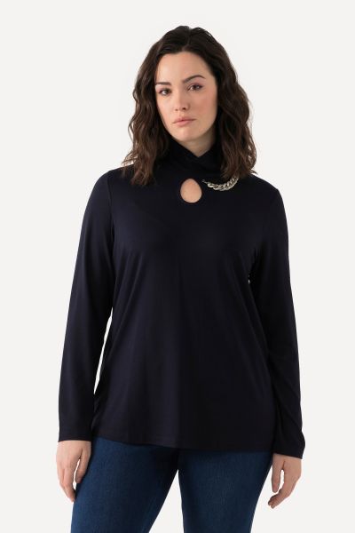 Chain Detail Long Sleeve Turtleneck Tee