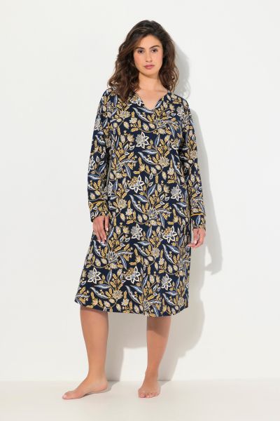 Winter Floral Long Sleeve Nightgown