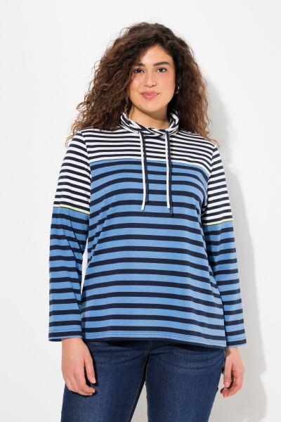 Mixed Stripe Long Sleeve Collared Tee